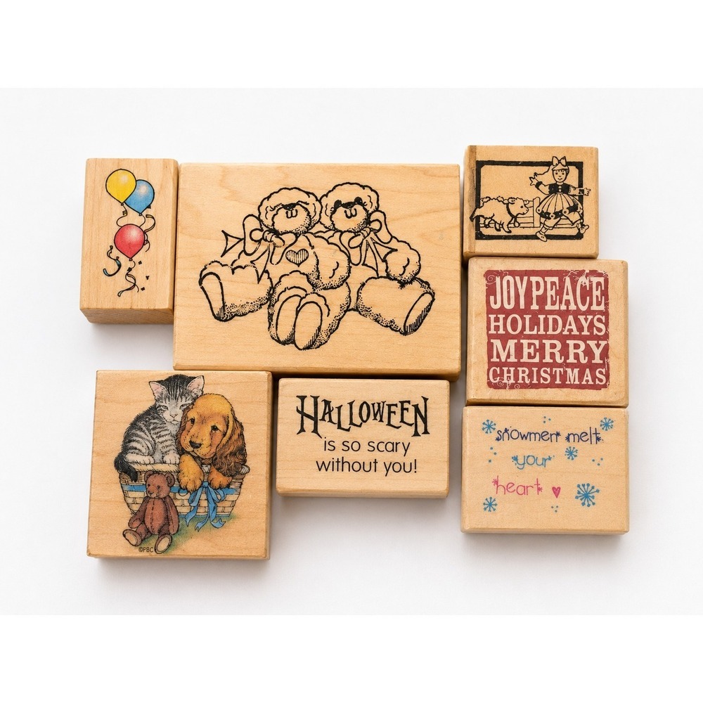 Vintage Discontinued Rubber Stamp Lot Daisy Kingdom Penny Black Christmas